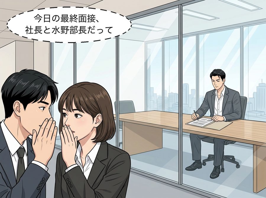社員「今日の最終面接、社長と水野部長だって」