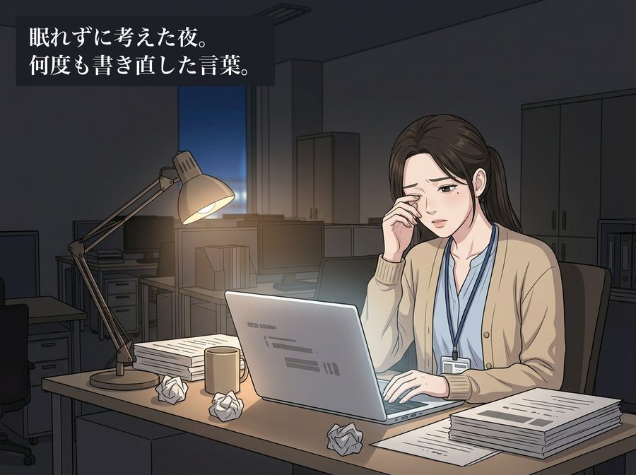 眠れずに考えた夜。何度も書き直した言葉。