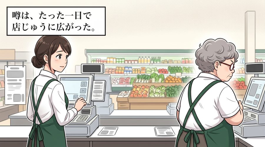 噂は、たった一日で店じゅうに広がった。