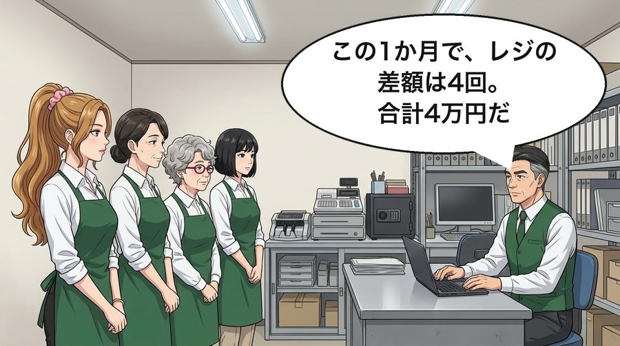 大野店長「この1か月で、レジの差額は4回。合計4万円だ」