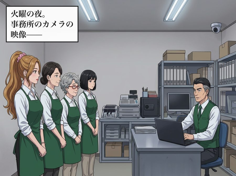 火曜の夜。事務所のカメラの映像——