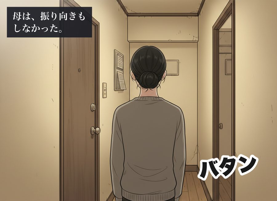 母は、振り向きもしなかった。 バタン