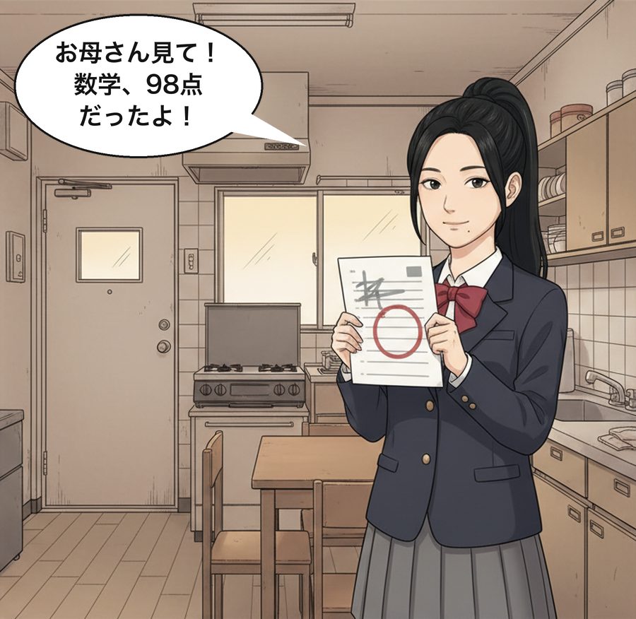 森下美咲「お母さん見て！数学、98点だったよ！」