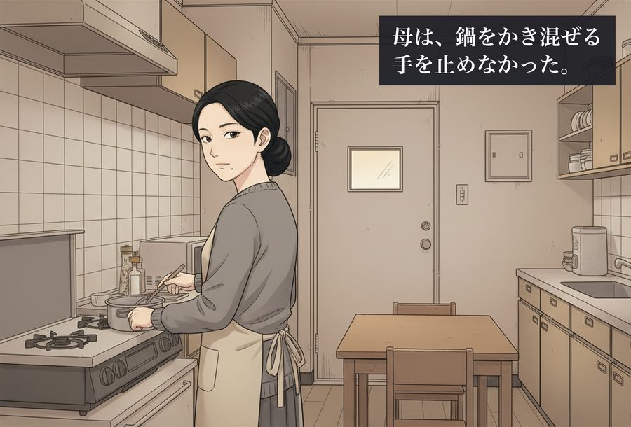 母は、鍋をかき混ぜる手を止めなかった。