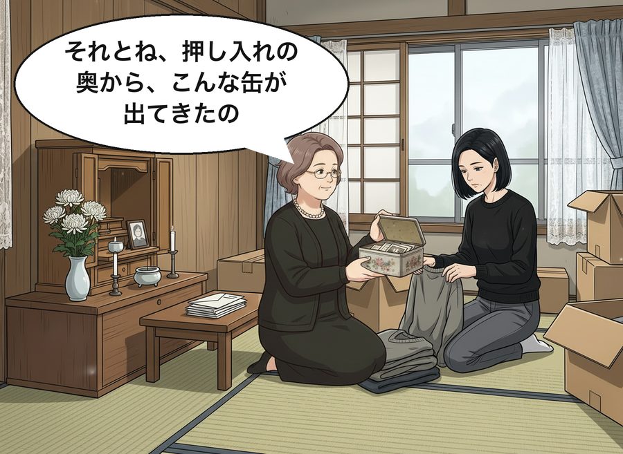 恵子「それとね、押し入れの奥から、こんな缶が出てきたの」