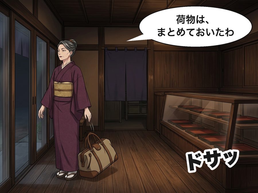 登美子「荷物は、まとめておいたわ」 ドサッ