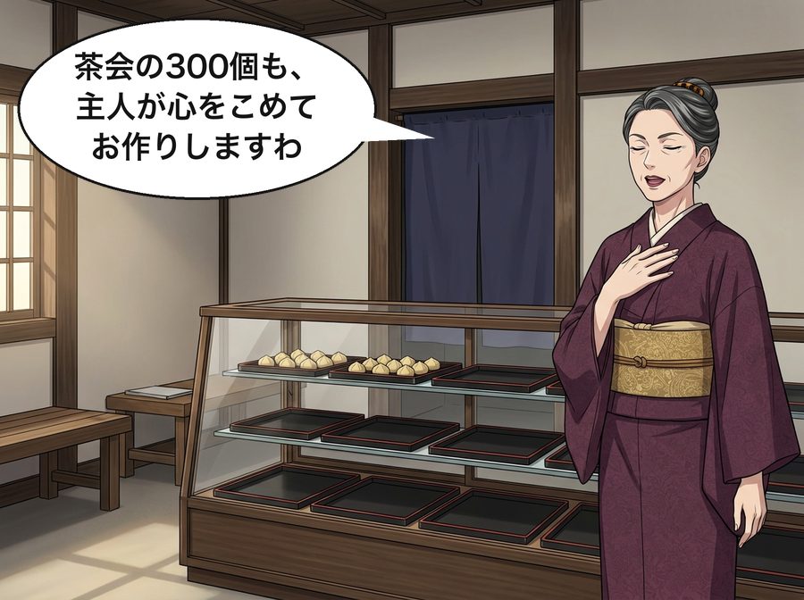登美子「茶会の300個も、主人が心をこめてお作りしますわ」