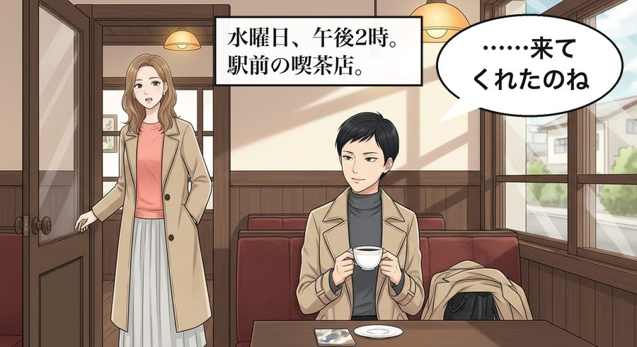 水曜日、午後2時。駅前の喫茶店。 千尋「……来てくれたのね」