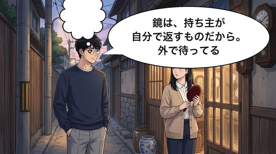 朝倉湊「　　　　」 朝倉湊「鏡は、持ち主が自分で返すものだから。外で待ってる」