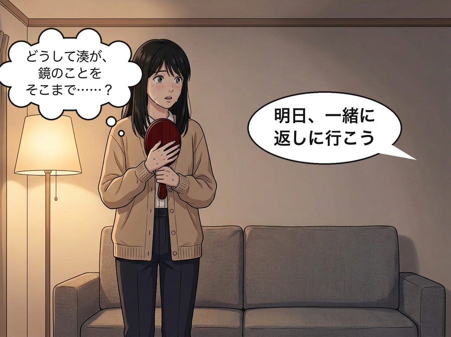 朝倉七海「どうして湊が、鏡のことをそこまで……？」 朝倉湊「明日、一緒に返しに行こう」